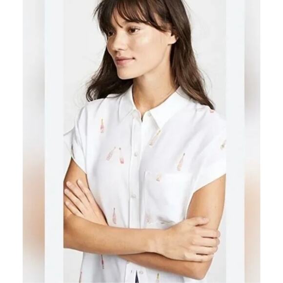 Rails Whitney Rose All Day Medium Champagne Resort White Button Down Shirt - Picture 1 of 9